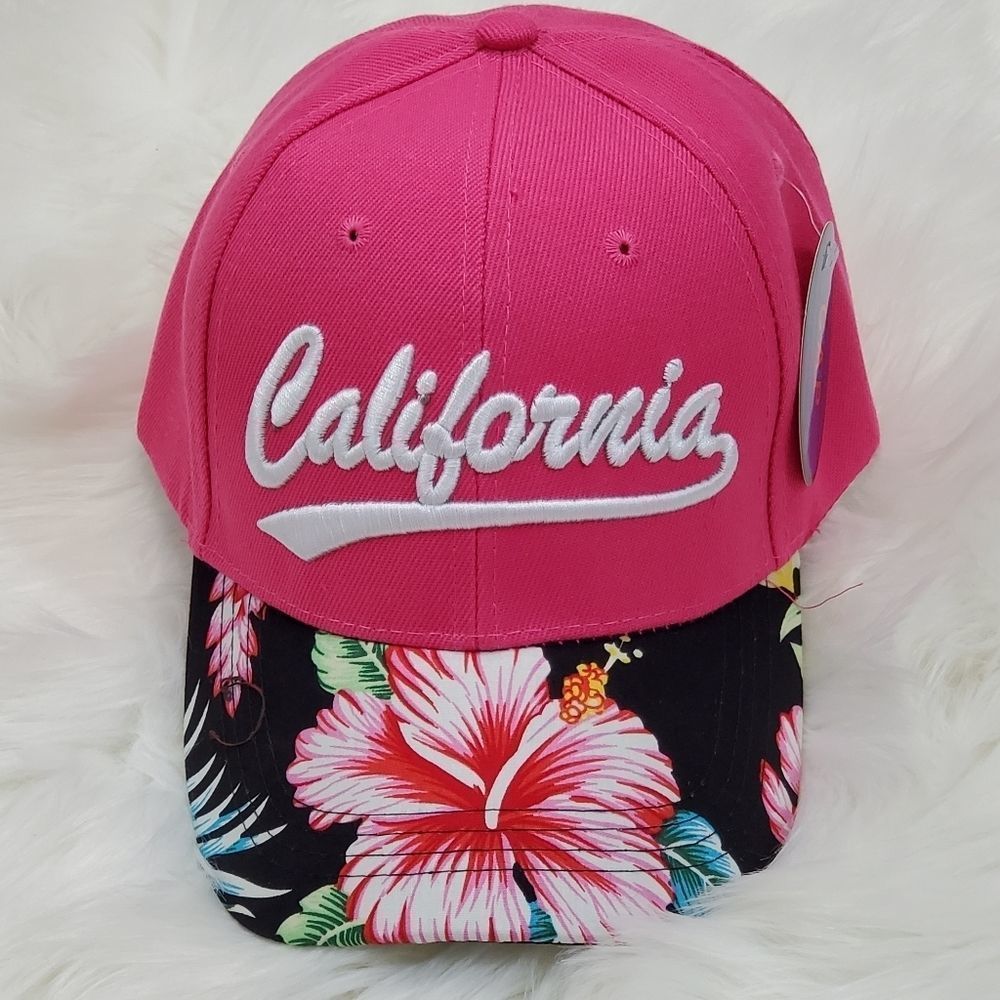California Baseball Cap Pink Hat Floral Cap Barbie Girl Princess SoCal Disney